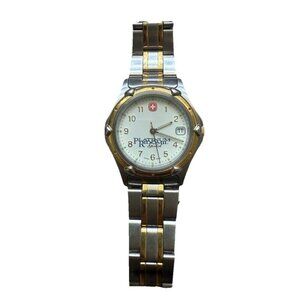 Wenger Gold Silver Tone Swiss Design Men's Watch 095 0695 Mineral Crystal WR100M